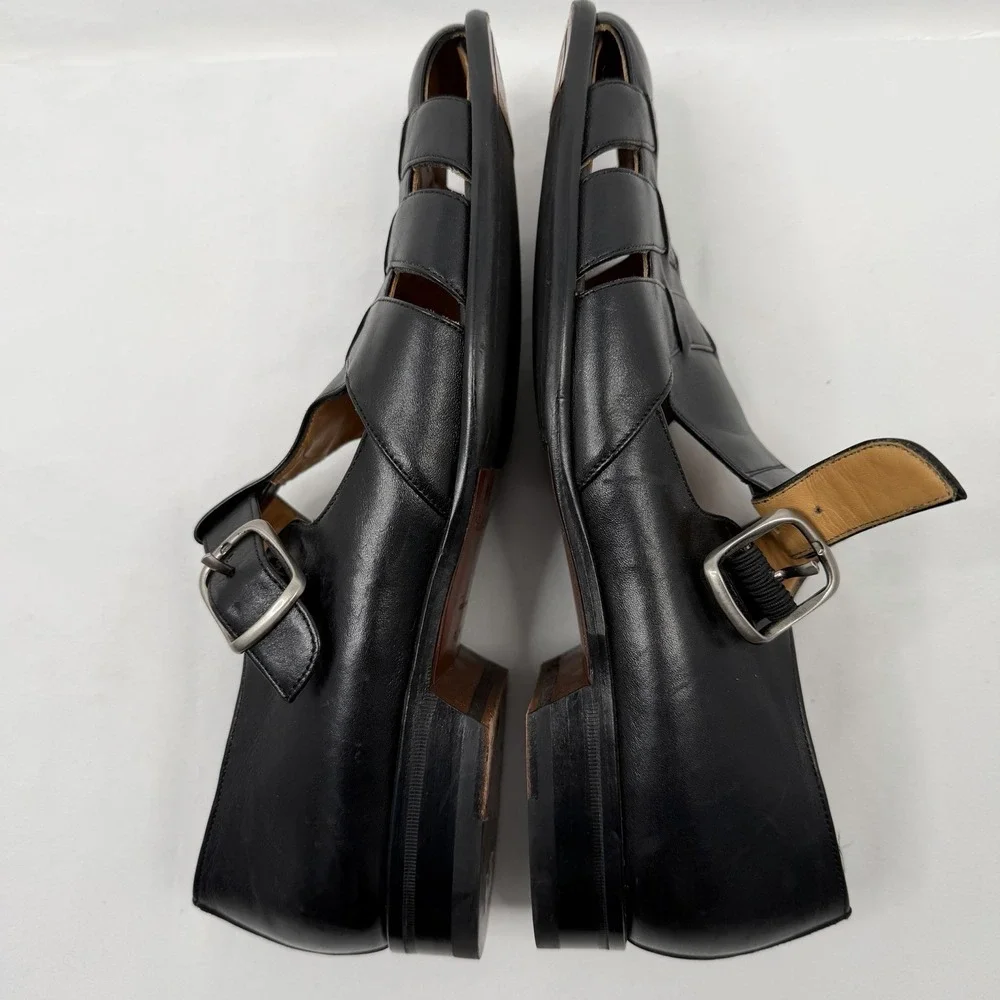 Mezlan Fisherman Black Dress Sandals Handmade in Spain SZ-9.5M